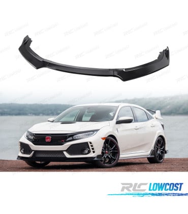 SPOILER LIP DELANTERO HONDA CIVIC 19-21 LOOK TYPE R NEGRO BRILLO