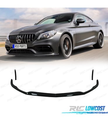 SPOILER LIP MERCEDES W205 C205 15-21 LOOK AMG C63 NEGRO BRILLO