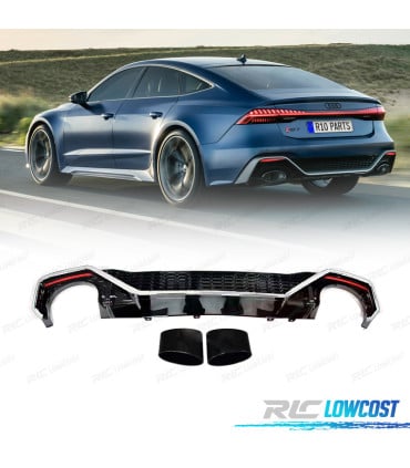 DIFUSOR AUDI A7 19-23 LOOK RS7 NEGRO BRILLO CROMO