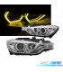 FAROS BMW F30 F31 11-15 ANGEL EYES LUZ DIURNA LED AMARILLA FONDO CROMO