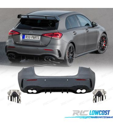 PARAGOLPES TRASERO MERCEDES CLASE A W177 18- LOOK AMG A45 + COLAS ESCAPE