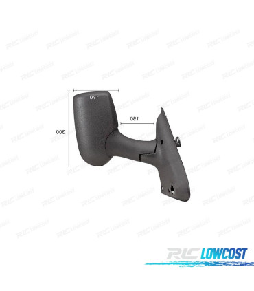ESPEJO COMPLETO DERECHO FORD TRANSIT 00-09 BRAZO LARGO