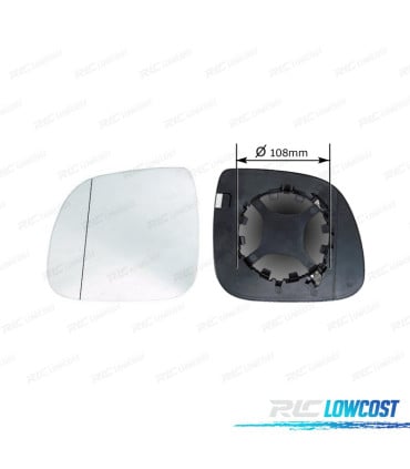 CRISTAL ESPEJO + BASE IZQUIERDO VOLKSWAGEN VW TRANSPORTER T6 16-20 SOPORTE 108MM