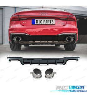 DIFUSOR AUDI A7 19-23 LOOK RS7 NEGRO BRILLO CROMO