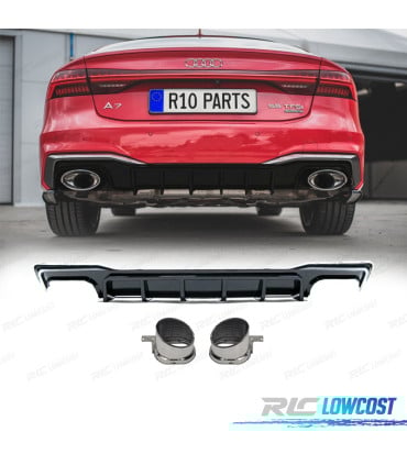 DIFUSOR AUDI A7 19-23 LOOK RS7 NEGRO BRILLO CROMO