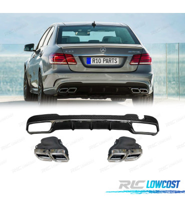 DIFUSOR MERCEDES CLASE E W212 14-15 LOOK AMG + COLAS DE ESCAPE CROMO