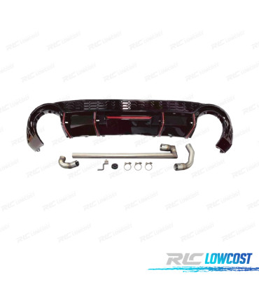 DIFUSOR AUDI A3 21- LOOK RS3 CON LUZ DE FRENO NEGRO BRILLO + LINEA ESCAPE