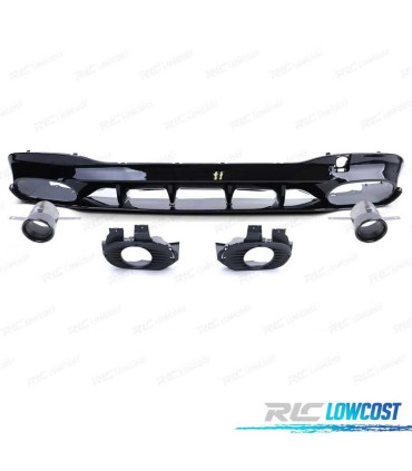 DIFUSOR MERCEDES CLA C118 19- AMG NEGRO BRILLO + COLAS ESCAPE