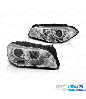 FAROS BMW F10 F11 13-16 BI-XENON OJOS ANGEL LED 3D DRL DINAMICOS CROMADO