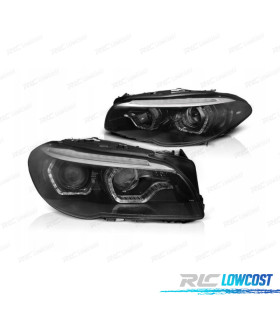 FAROS BMW F10 F11 13-16 BI-XENON OJOS ANGEL LED 3D DRL DINAMICOS NEGRO