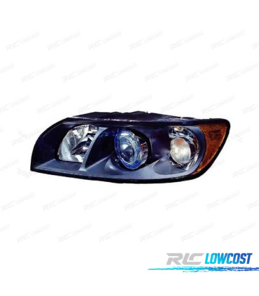 FARO IZQ VOLVO S40 V50 04-07 FONDO NEGRO H7 + HB3