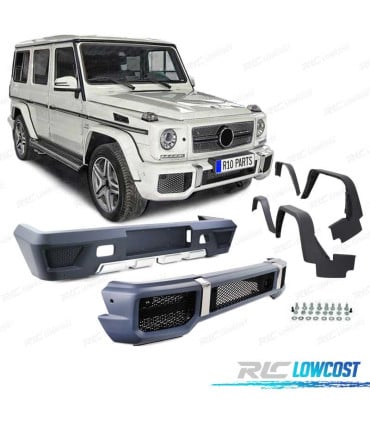 KIT CARROCERIA MERCEDES G W463 LOOK AMG G65 PARAGOLPES FRONTAL + TRASERO + ALETINES