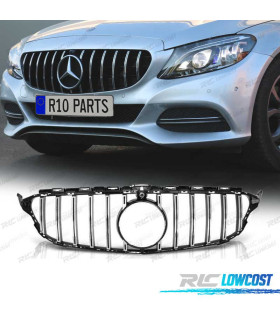 PARRILLA MERCEDES CLASE C W205 18-21 LOOK GTR NEGRO CROMADO