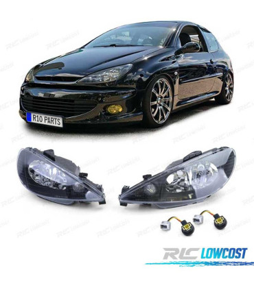FAROS PEUGEOT 206 98-06 FONDO NEGRO H4 OEM