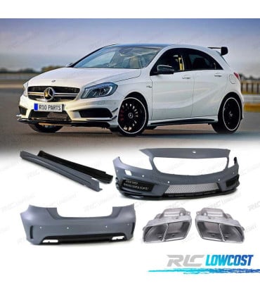 KIT CARROCERIA MERCEDES W176 AMG A45 PARAGOLPES + TALONERAS + COLAS ESCAPE