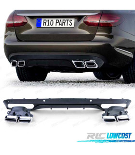 DIFUSOR MERCEDES CLASE C S205 14-18 LOOK AMG NEGRO MATE + COLAS ESCAPE