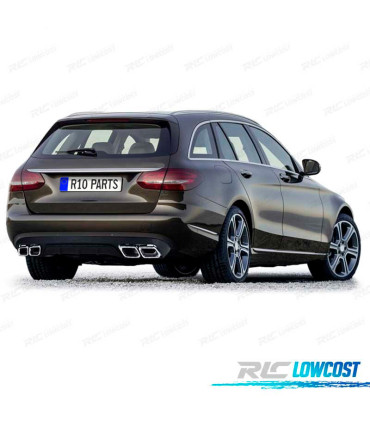 DIFUSOR MERCEDES CLASE C S205 14-18 LOOK AMG NEGRO MATE + COLAS ESCAPE