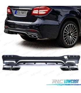 DIFUSOR MERCEDES GLS X166 15-19 LOOK AMG NEGRO MATE + COLAS ESCAPE