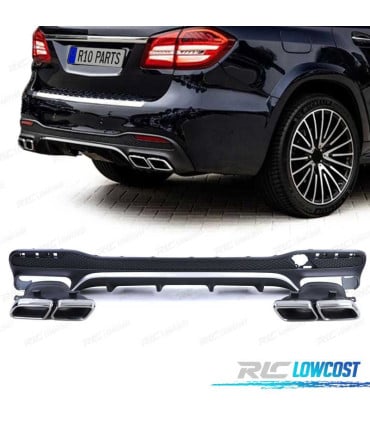 DIFUSOR MERCEDES GLS X166 15-19 LOOK AMG NEGRO MATE + COLAS ESCAPE
