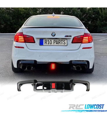 DIFUSOR BMW F10 11-17 LOOK M5 NEGRO BRILLANTE CON LUZ DE FRENO