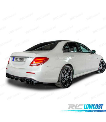 DIFUSOR MERCEDES CLASE E W213 SEDAN 16-19 LOOK AMG E53 NEGRO BRILLO + COLAS ESCAPE
