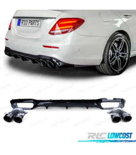 DIFUSOR MERCEDES CLASE E W213 SEDAN 16-19 LOOK AMG E53 NEGRO BRILLO + COLAS ESCAPE