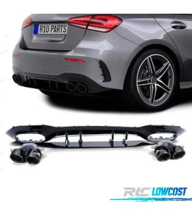 DIFUSOR MERCEDES CLASE A W177 18- A45 LOOK AMG NEGRO BRILLO + COLAS ESCAPE