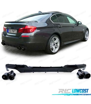 DIFUSOR BMW F10 F11 10-17 LOOK M PERFORMANCE NEGRO BRILLO + COLAS ESCAPE NEGRO