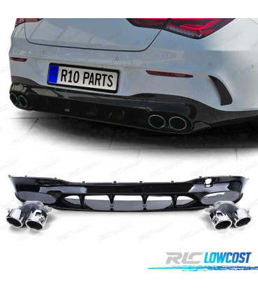 DIFUSOR MERCEDES CLA C118 19- LOOK AMG NEGRO BRILLO + COLAS ESCAPE
