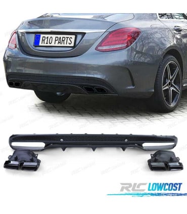 DIFUSOR MERCEDES CLASE C W205 SEDAN 13-18 LOOK AMG + COLAS ESCAPE NEGRO