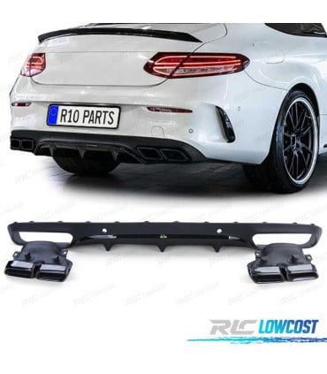 DIFUSOR MERCEDES CLASE C C205 COUPÉ 15-18 LOOK AMG PDC NEGRO + COLAS ESCAPE