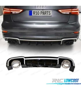 DIFUSOR AUDI A3 SEDAN S LINE 17-20 LOOK RS3 NEGRO BRILLO + COLAS ESCAPE