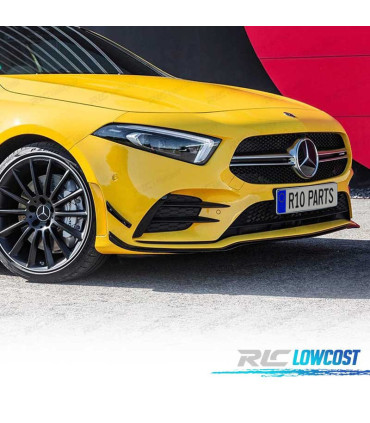 SPOILER LIP FRONTAL + SPLITTERS MERCEDES CLASE A W177 18- LOOK AMG NEGRO BRILLO