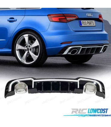 DIFUSOR AUDI A3 8V SPORTBACK S LINE 16-20 LOOK RS3 + COLAS ESCAPE
