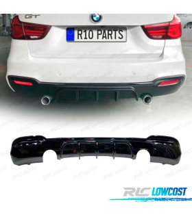 DIFUSOR TRASERO BMW F34 GT LOOK M PERFORMANCE NEGRO BRILLO 2 SALIDAS