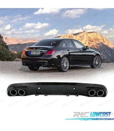 DIFUSOR MERCEDES CLASE C W205 SEDAN 14-20 AMG PDC + COLAS ESCAPE CROMO