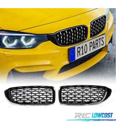 PARRILLAS BMW F32 F33 F36 13-16 LOOK M4 DIAMANTE NEGRO CROMO
