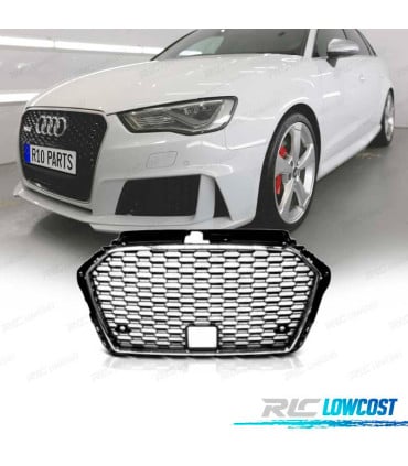 PARRILLA AUDI A3 8V 16-19 LOOK RS3 NEGRO CROMADO