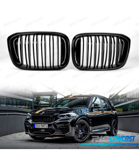 PARRILLA DOBLE BMW X3 G01 G08 X4 G02 LOOK M PERFORMANCE NEGRO BRILLO