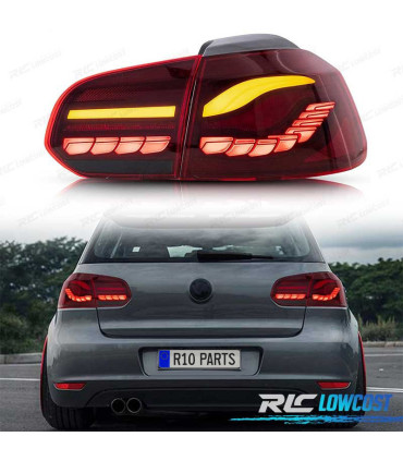 PILOTOS FULL LED VW GOLF 6 LIGHT BAR OLED DINAMICOS ROJO OSCURO