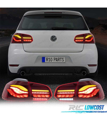 PILOTOS FULL LED VW GOLF 6 LIGHT BAR OLED DINAMICOS ROJO OSCURO