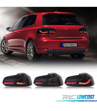 PILOTOS FULL LED VOLKSWAGEN VW GOLF 6 08-12 LIGHT BAR OLED ROJO DINAMICOS AHUMADOS