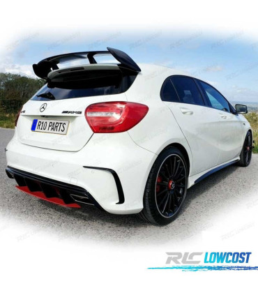 DIFUSOR MERCEDES CLASE A W176 AMG 12-18 LOOK A45 AMG NEGRO BRILLO ROJO