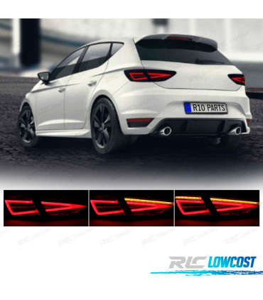 PILOTOS SEAT LEON 3 5F 12-20 DINÁMICO LED NEGRO OEM HALOGENO