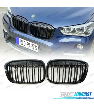 PARRILLA DOBLE BMW X1 F48 15- LOOK M NEGRO BRILLO