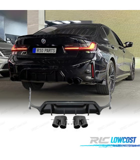 DIFUSOR BMW G20 G21 LCI 23-25 LOOK M PERFORMANCE NEGRO BRILLO + COLAS ESCAPE