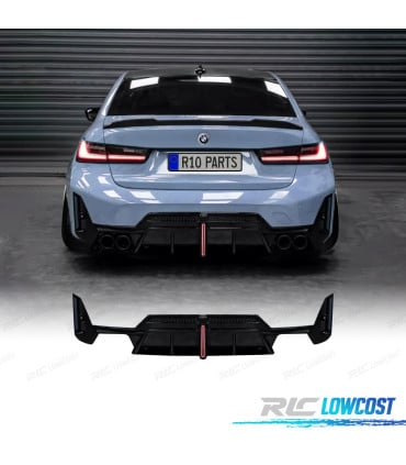 DIFUSOR BMW G20 LCI 23-25 LOOK M CON LUZ DE FRENO NEGRO BRILLO