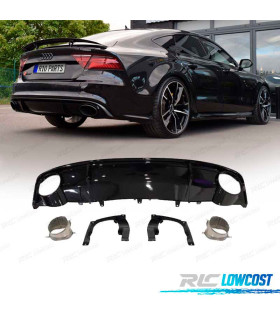DIFUSOR AUDI A7 16-18 LOOK RS7 + COLAS ESCAPE NEGRO BRILLO