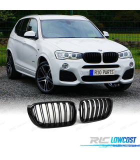 PARRILLA DOBLE BMW X3 F25 X4 F26 LOOK M NEGRO BRILLO