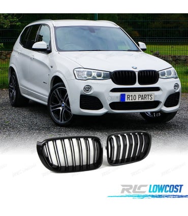 PARRILLA DOBLE BMW X3 F25 X4 F26 LOOK M NEGRO BRILLO